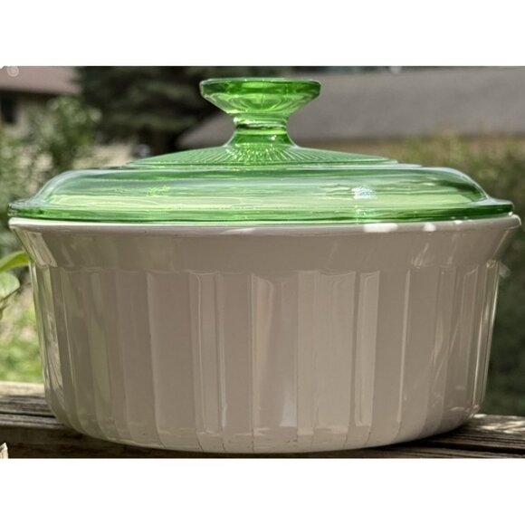 Corning Ware French White Casserole F B Liter Dish Uranium
